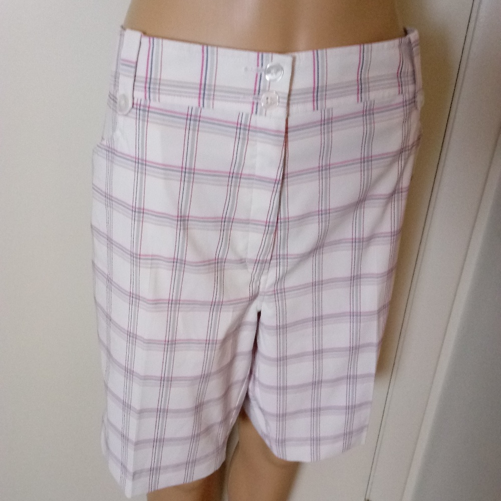 Kate Lord White Plaid Shorts Size 16